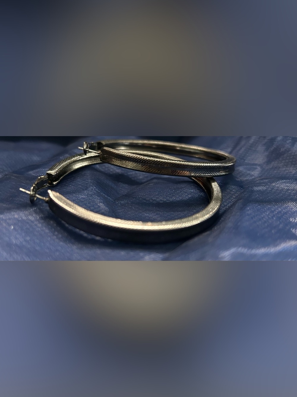 Ladies hoops dark silver hematite look